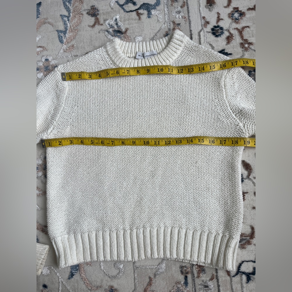 White + Warren Classic Cream white Crew Neck Sweater size Small - Picture 11 of 14